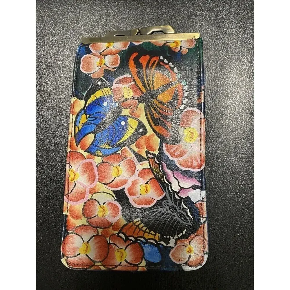 Sharif Butterfly Flower Phone Case Hand Painted Artistic Expressions Leather